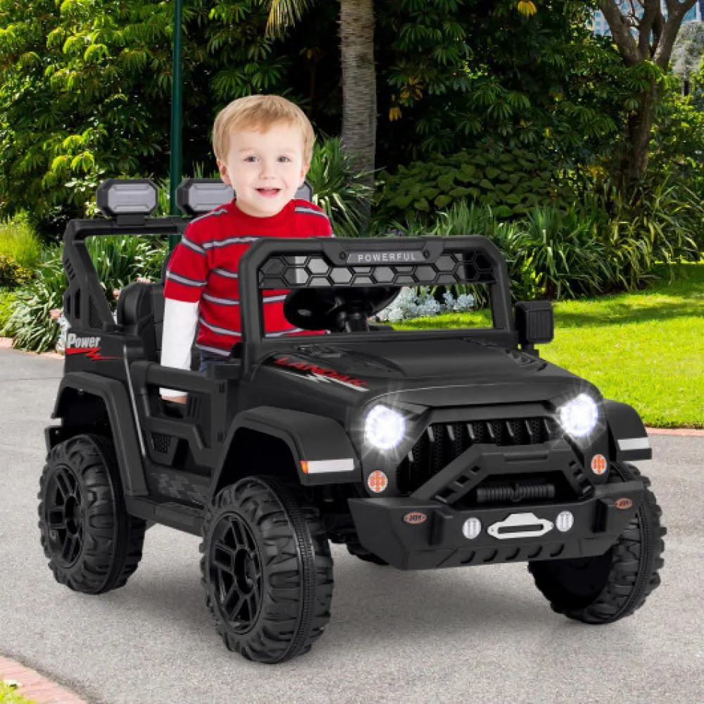 12V Electric Kids Ride on Truck with Remote Control and Music-Black