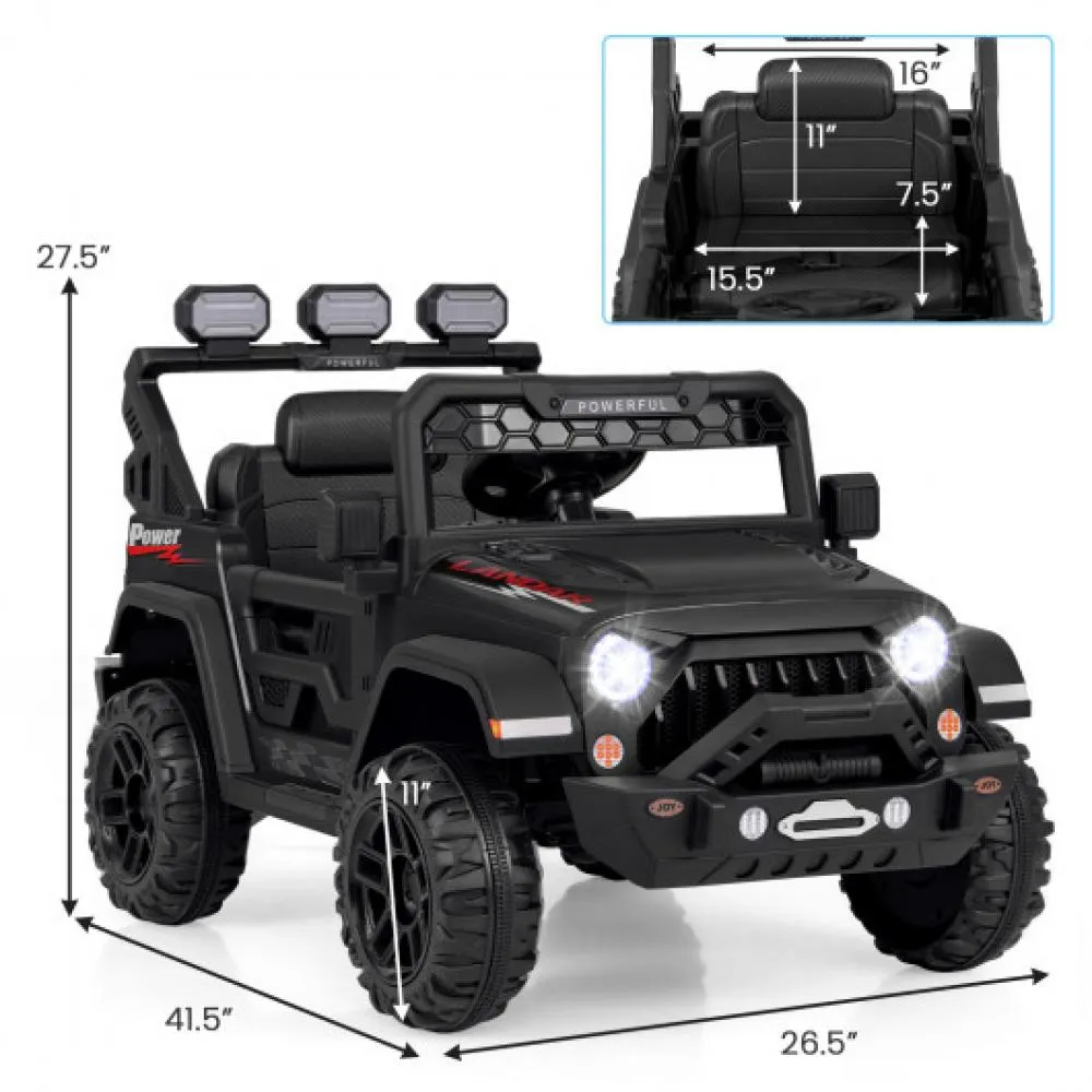 12V Electric Kids Ride on Truck with Remote Control and Music-Black