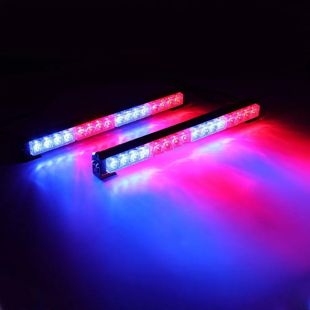 17" Dual LED Directional Emergency Traffic Advisor Light Bars 20 Flashing Patterns with Suction Cup Mount for Vehicles Trucks SUV ATV Car