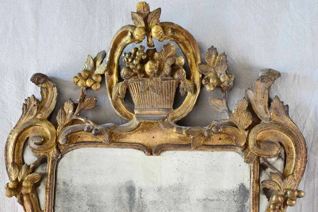 18th century Provencal mirror with fruit basket crest 26" x 43¼"