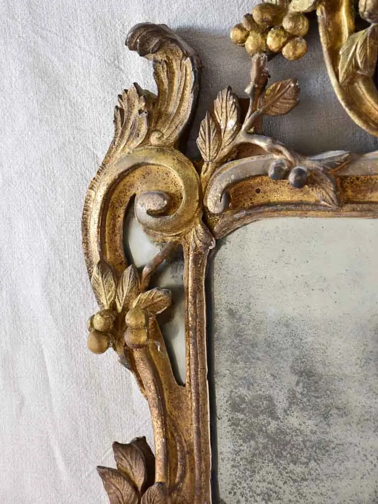 18th century Provencal mirror with fruit basket crest 26" x 43¼"