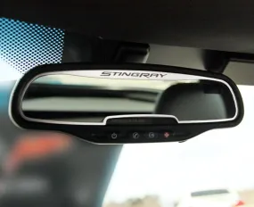 2014-2019 C7 Corvette - Rear View Mirror Trim w/Etched STINGRAY [AutoDim] - Brushed Stainless Steel