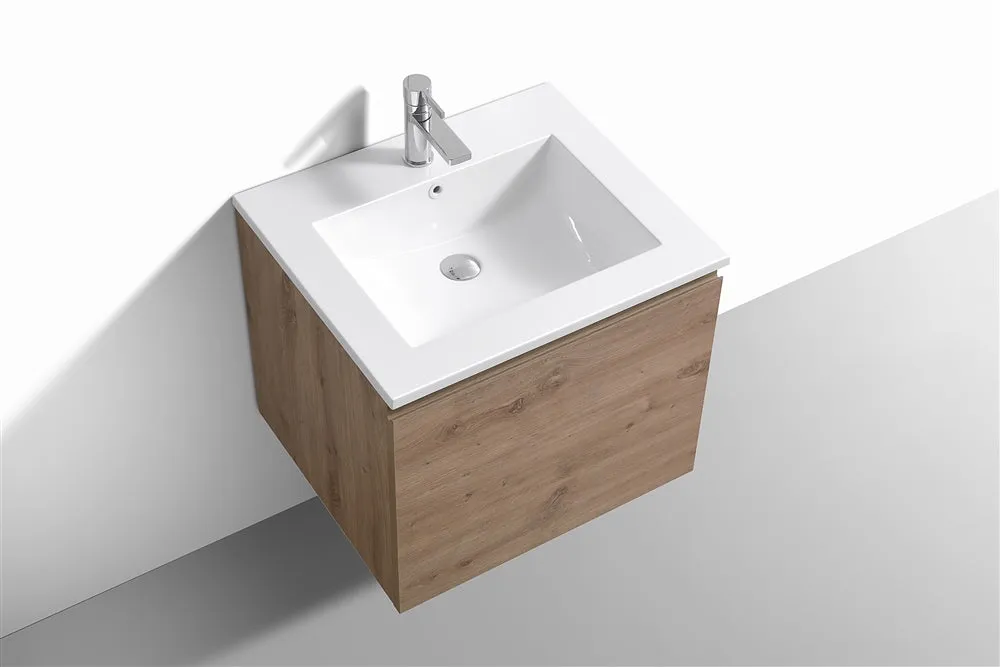 24''- Balli Modern Wall Mount bathroom Vanity - White Oak