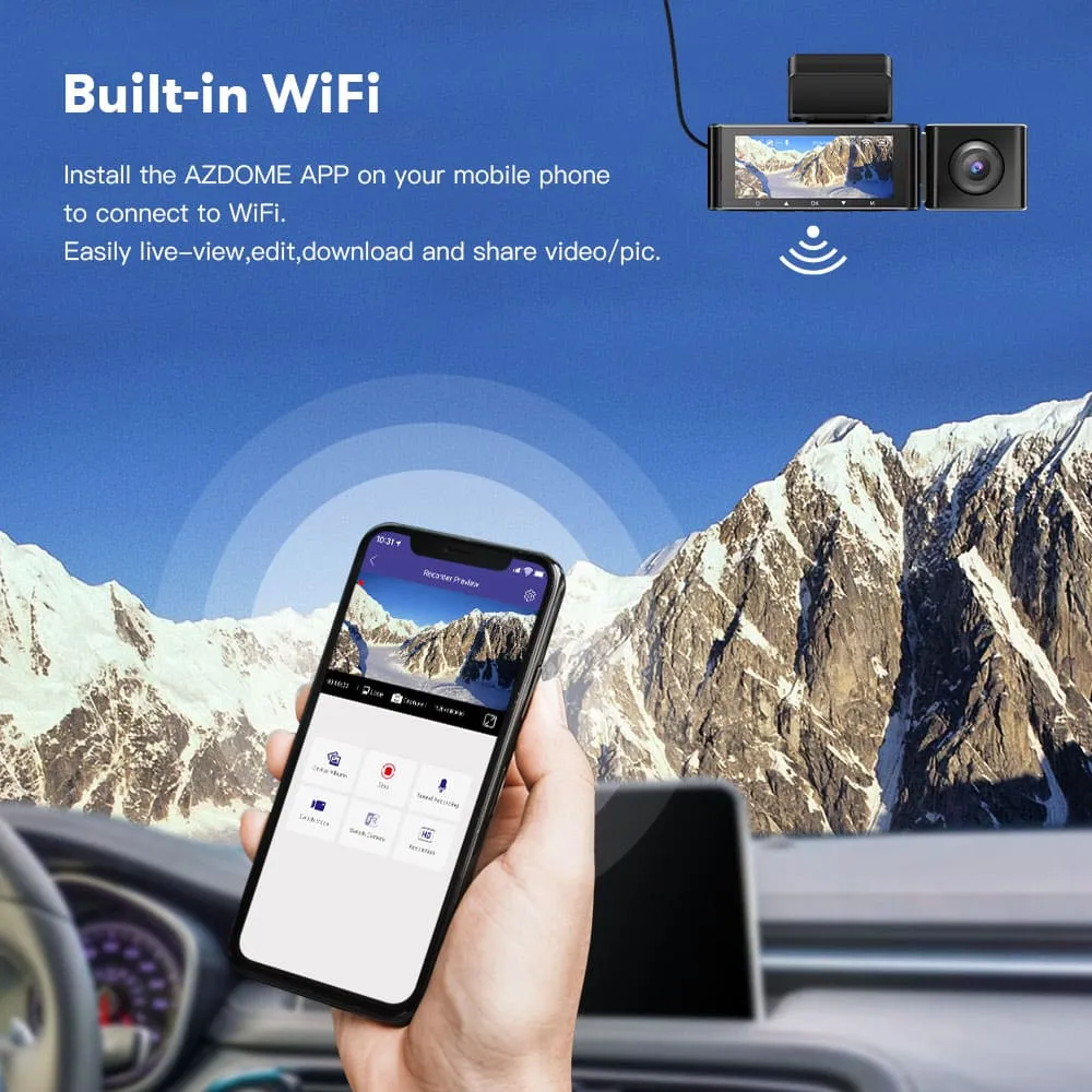 3 Camera 4K Dashcam System with Screen Night Vision GPS & Wi-Fi