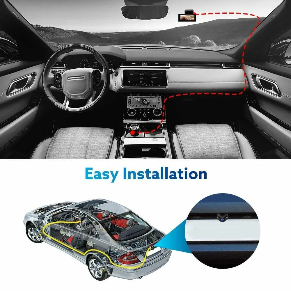 3 Camera 4K Dashcam System with Screen Night Vision GPS & Wi-Fi