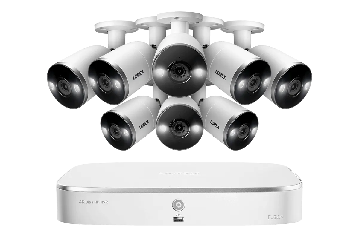 4K Ultra HD 8-Channel IP Security System with 8 Smart Deterrence 4K (8MP) Cameras, Smart Motion Detection and Smart Home Voice Control