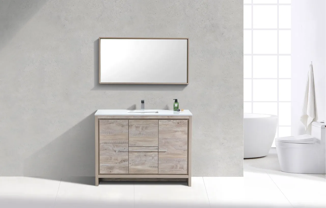 AD48" Single Sink, Nature Wood,Quartz Countertop,  Floor Standing Modern Bathroom Vanity