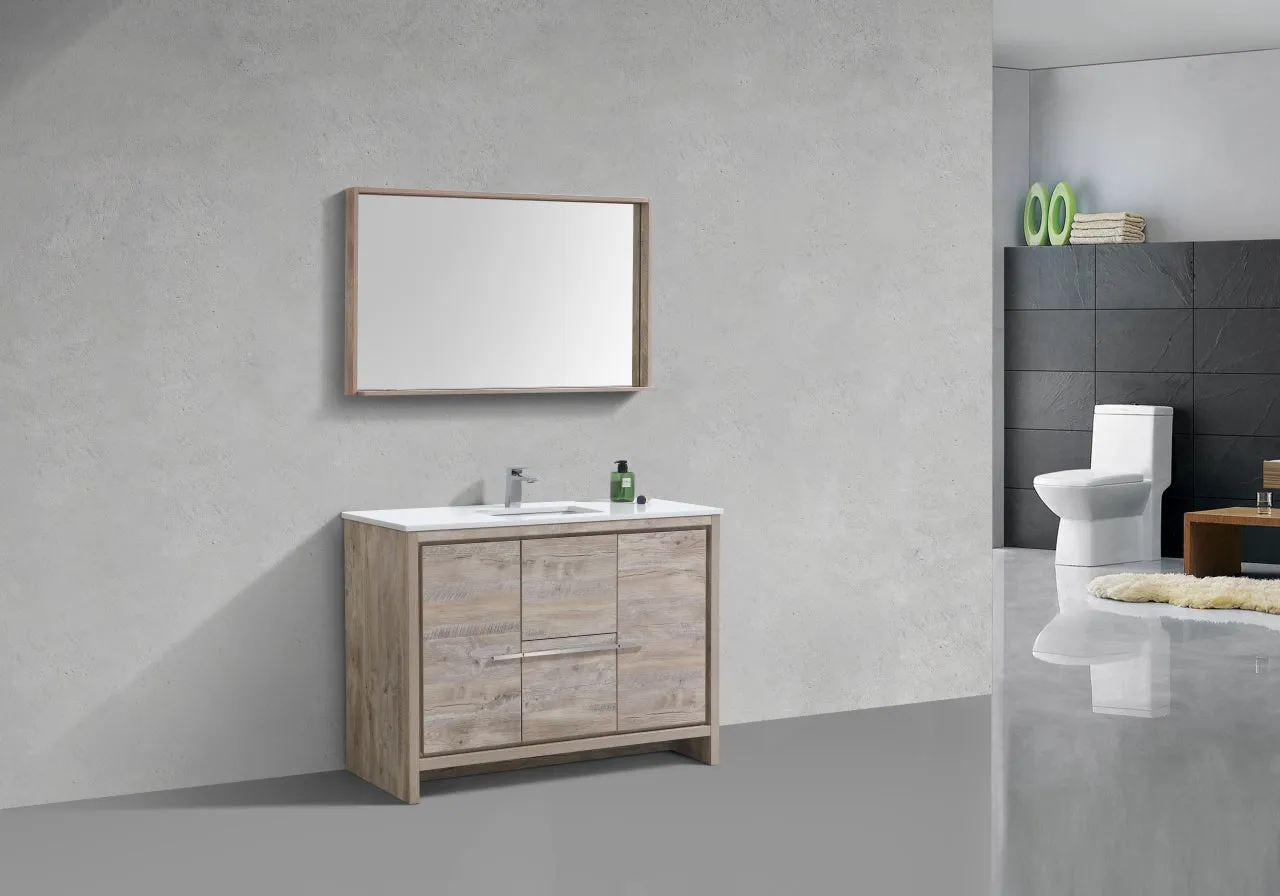 AD48" Single Sink, Nature Wood,Quartz Countertop,  Floor Standing Modern Bathroom Vanity