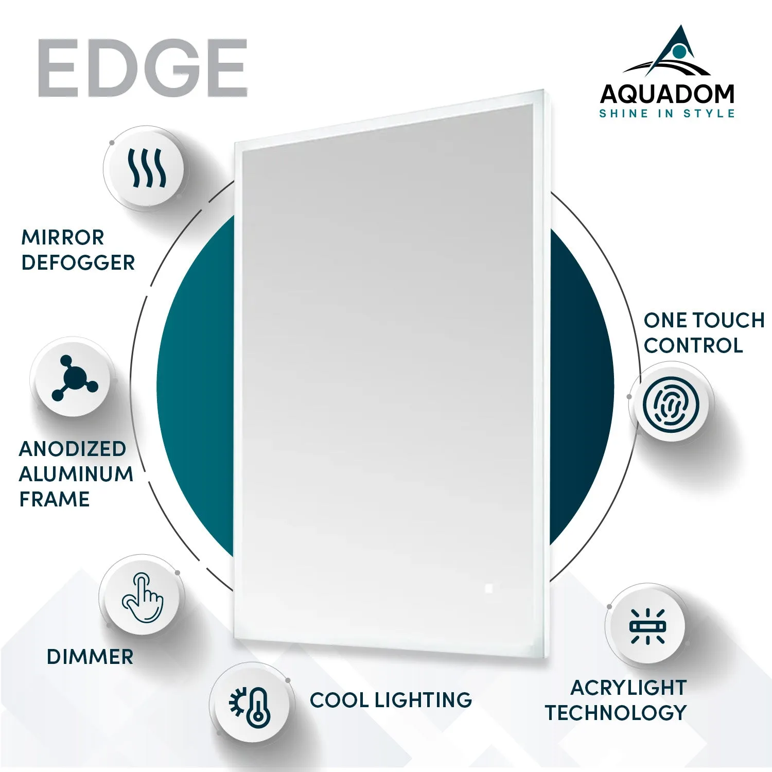 Aquadom Edge 40x32 LED Lighted Bathroom Mirror