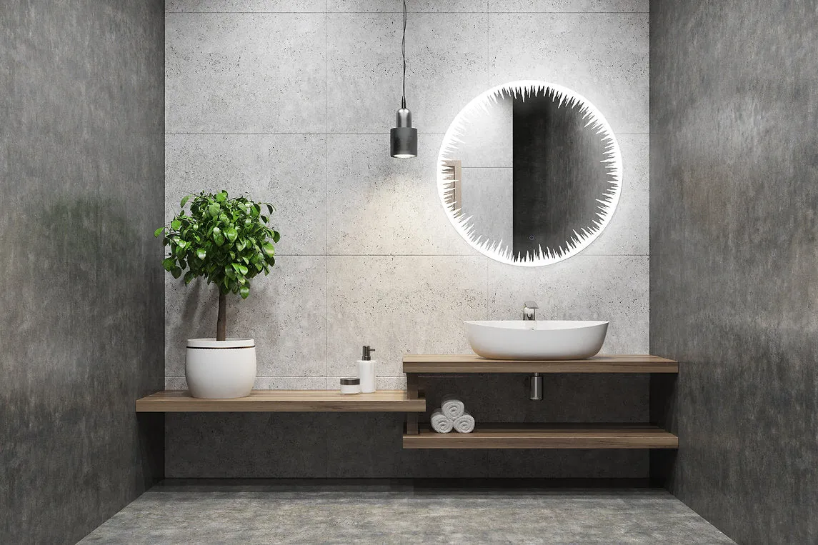 Illuminated 24-Inch Aquadom Flame LED Bathroom Mirror with Modern Design