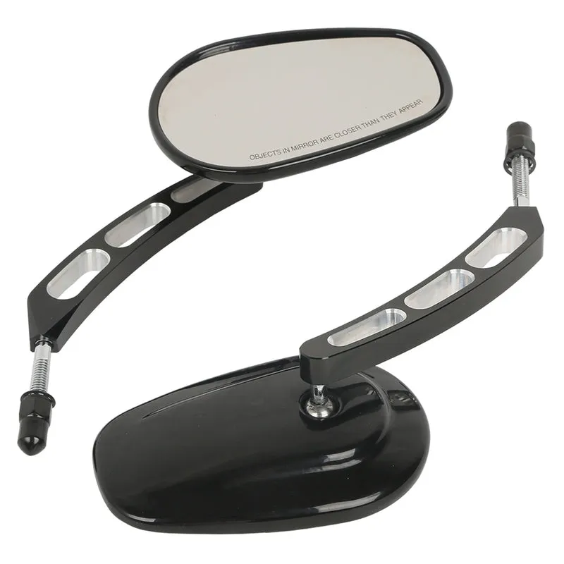 Attitude Rearview Mirror, Universal 8mm fitment ,Black Machined for Harley Touring FL Sportster XL883 XL1200 Motor, Pair