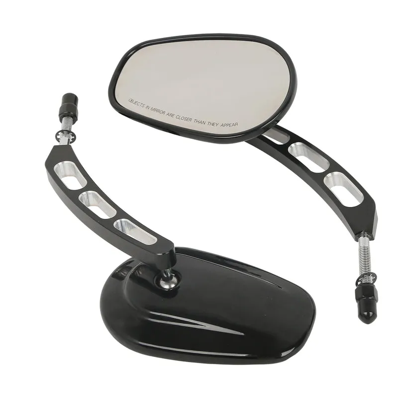 Attitude Rearview Mirror, Universal 8mm fitment ,Black Machined for Harley Touring FL Sportster XL883 XL1200 Motor, Pair