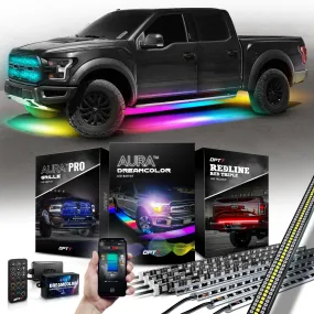 AURA PRO LED Lighting Kit for Truck Bundle (Grille LED Kit - Bluetooth Enabled APP   DreamColor Underglow LED Kit   Tailgate Triple Light Bar)