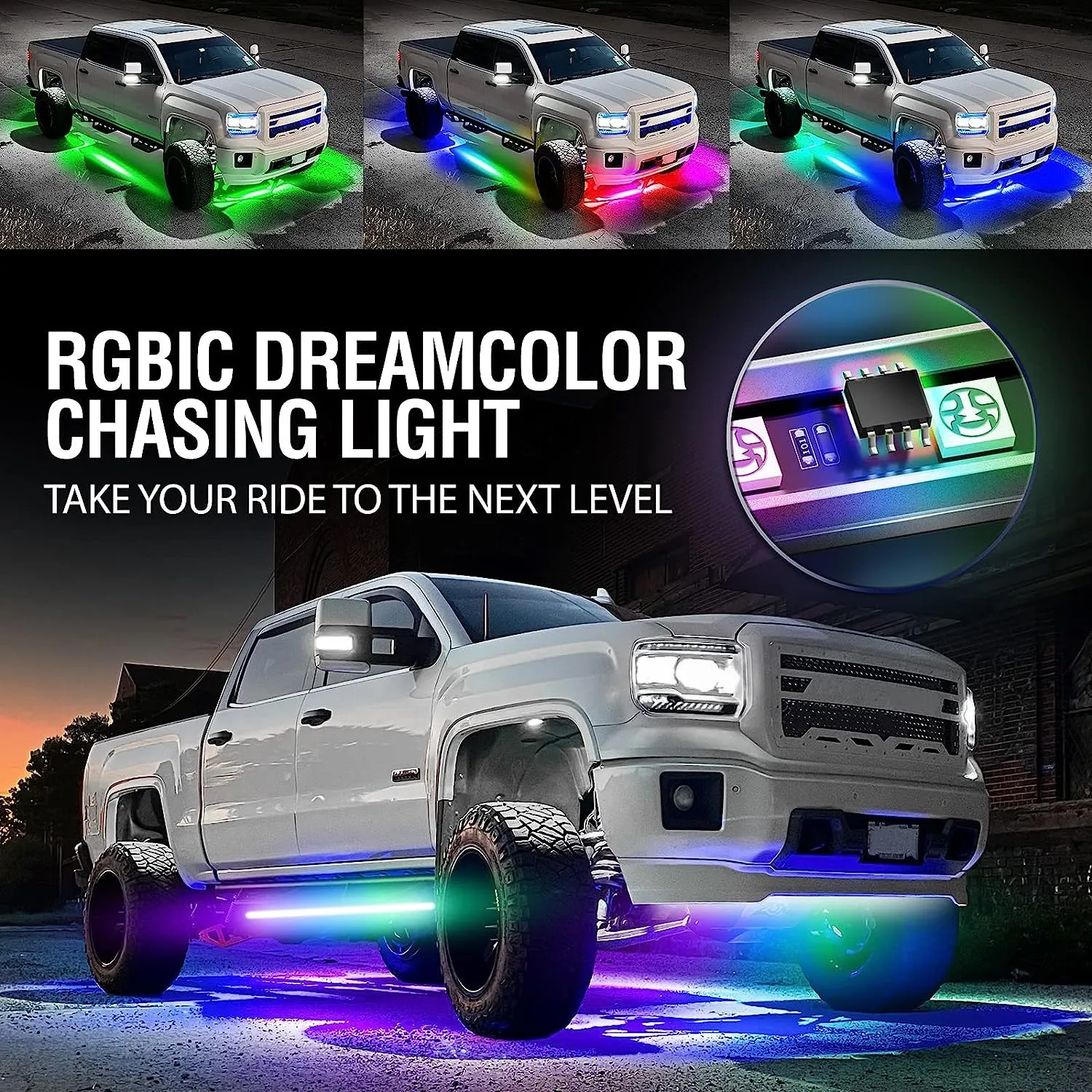 AURA PRO LED Lighting Kit for Truck Bundle (Grille LED Kit - Bluetooth Enabled APP   DreamColor Underglow LED Kit   Tailgate Triple Light Bar)