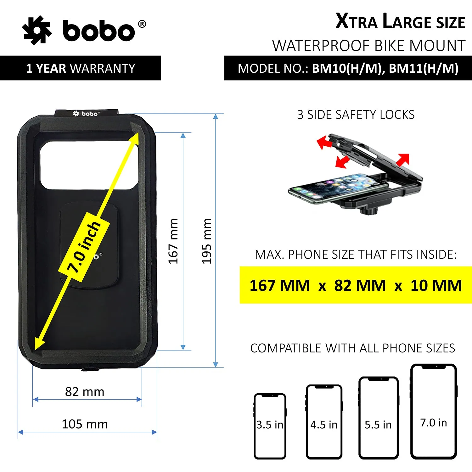 BM11M - Waterproof Mirror (With Charger)