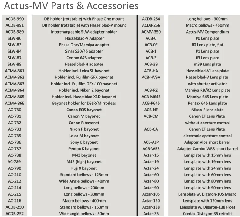 Cambo ACTUS-MV Kit for Digital Backs (ACMV-DB)