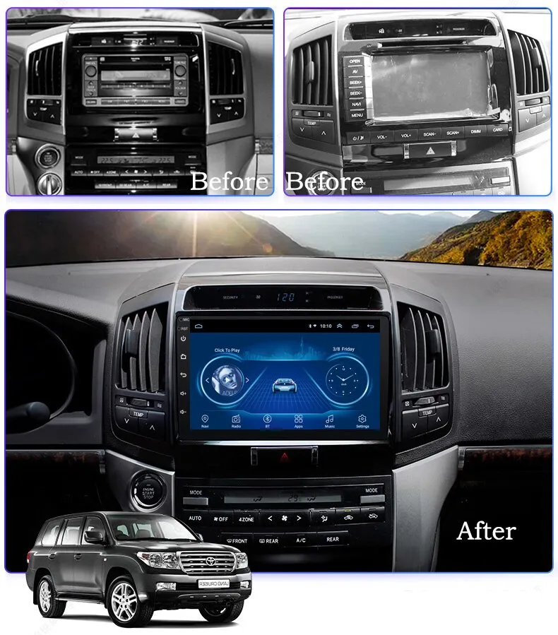 Car Dealz 10.1" Android 10.0 Toyota land cruiser 2007-2012 In Dash Plus OEM Fascia