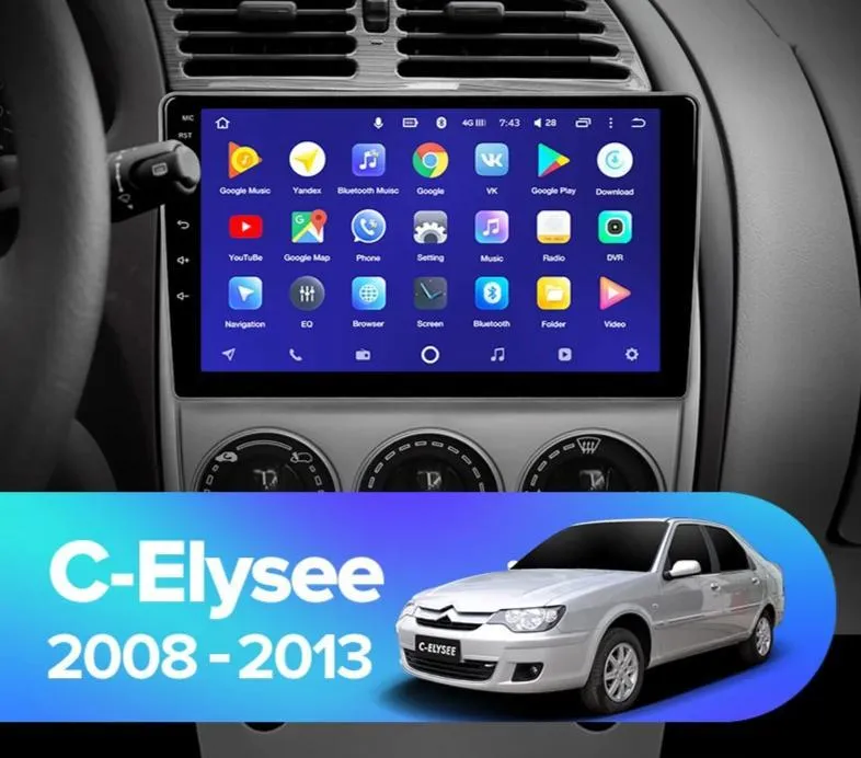 Car Dealz 10.2" Android 10.0 Citroen C-Elysee 2008-2013 In Dash Plus OEM Fascia