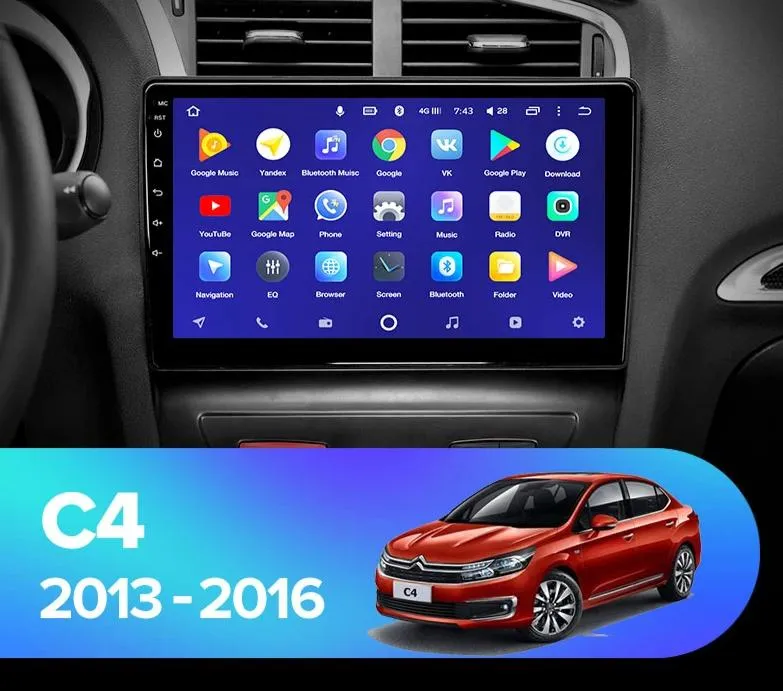 Car Dealz 10.2" Android 10.0 Citroen C4 2 B7 2013-2016 In Dash Plus OEM Fascia