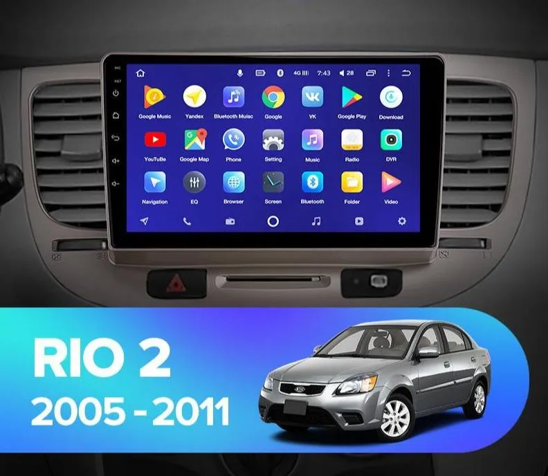 Car Dealz 10.2" Android 10.0 Kia RIO 2 RIO2 2005 - 2011 In Dash Plus OEM Fascia