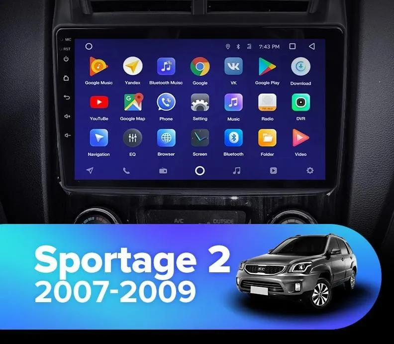 Car Dealz 10.2" Android 10.0 Kia Sportage 2 JE KM 2007-2009 In Dash Plus OEM Fascia