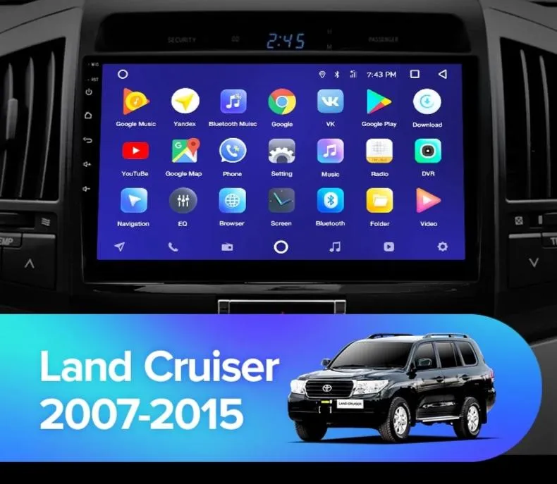 Car Dealz 10.2" Android 10.0 Toyota Land Cruiser 11 200 2007-2015 In Dash Plus OEM Fascia