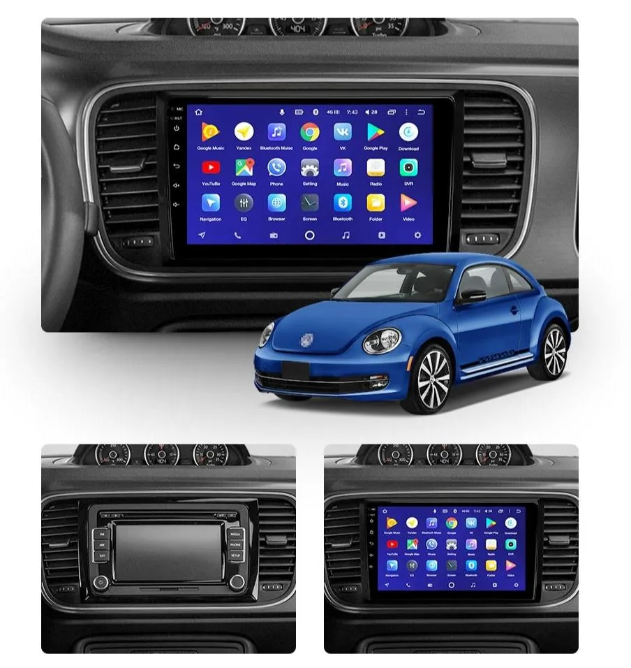 Car Dealz 10.2" Android 10.0 Volkswagen Beetle A5 2011 - 2019 In Dash Plus OEM Fascia