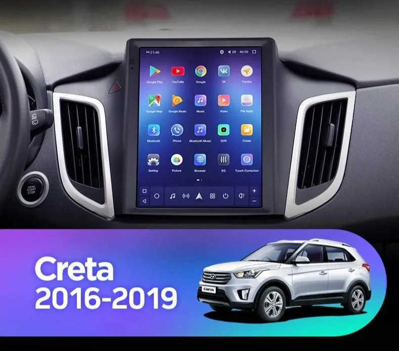 Car Dealz 11" Android 12.0 Hyundai Creta IX25 Tesla Style 2016-2019 w CAM In Dash Plus OEM Fascia