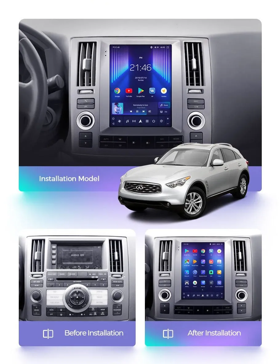 Car Dealz 11" Android 12.0 Infiniti Fx35 Tesla style screen 2006-2009 w CAM In Dash Plus OEM Fascia