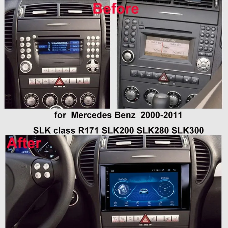 Car Dealz 9" Android 10.0 Mercedes Benz SLK R171 W171 2000-2011 In Dash Plus OEM Fascia