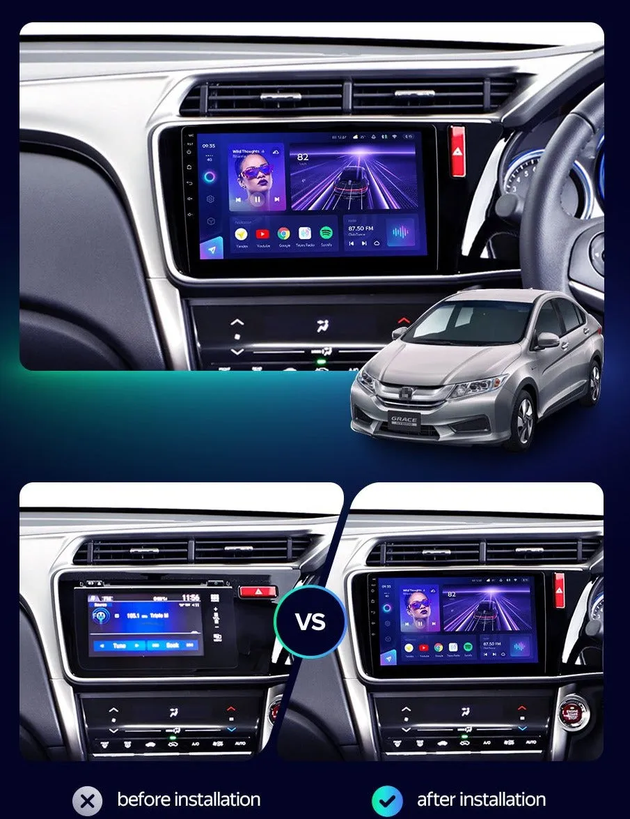 Car Dealz Elite 4G Data Model 10.2" Android 12.0 For Honda City Grace 1 2014 - 2017 In Dash Plus OEM Fascia