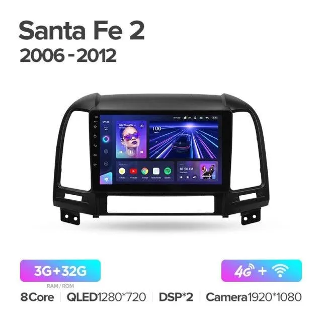 Car Dealz Elite 4G Data Model 10.2" Android 12.0 For Hyundai Santa Fe 2 2006 - 2012 In Dash Plus OEM Fascia