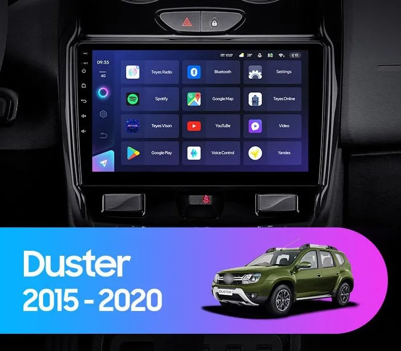 Car Dealz Elite 4G Data Model 10.2" Android 12.0 For Renault Duster 2015 - 2020 In Dash Plus OEM Fascia