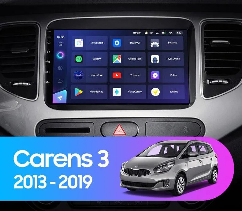 Car Dealz Elite 4G Data Model 10.2" Android 12.0 Kia Carens RP 3 III 2013 - 2019 In Dash Plus OEM Fascia