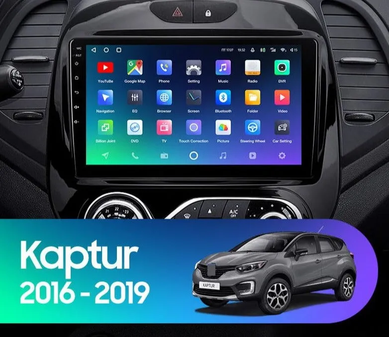 Car Dealz Premium Advanced 4G Data Model 10.2" Android 12.0 For Renault Kaptur 2016 - 2019 In Dash Plus OEM Fascia