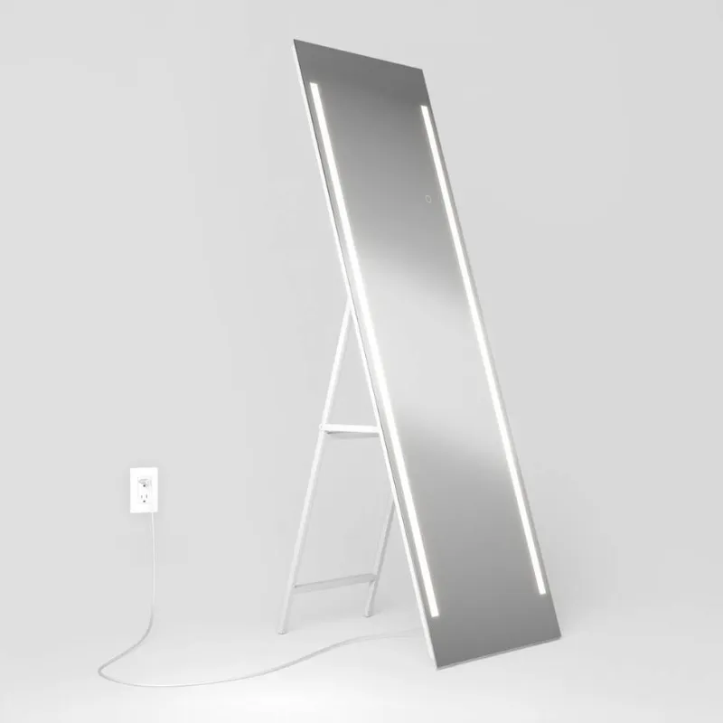 DMIRP-EMC Emeraude Modern 60-Inch x 20-Inch Rectangular LED Floor Mirror with Ambient Lighting