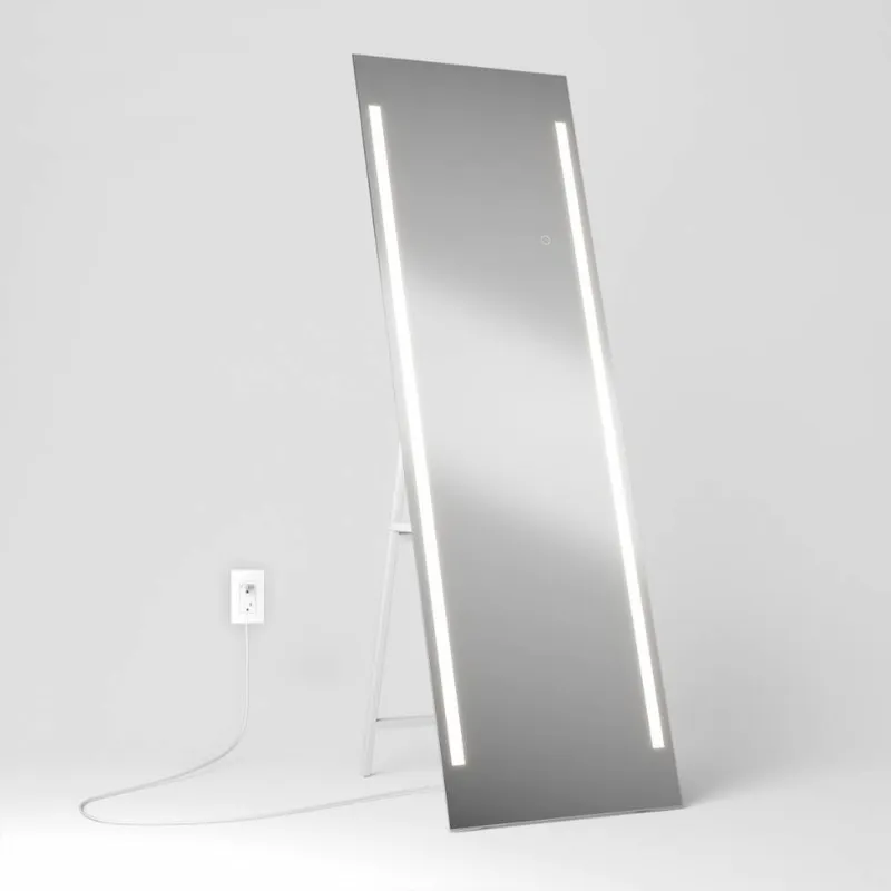 DMIRP-EMC Emeraude Modern 60-Inch x 20-Inch Rectangular LED Floor Mirror with Ambient Lighting