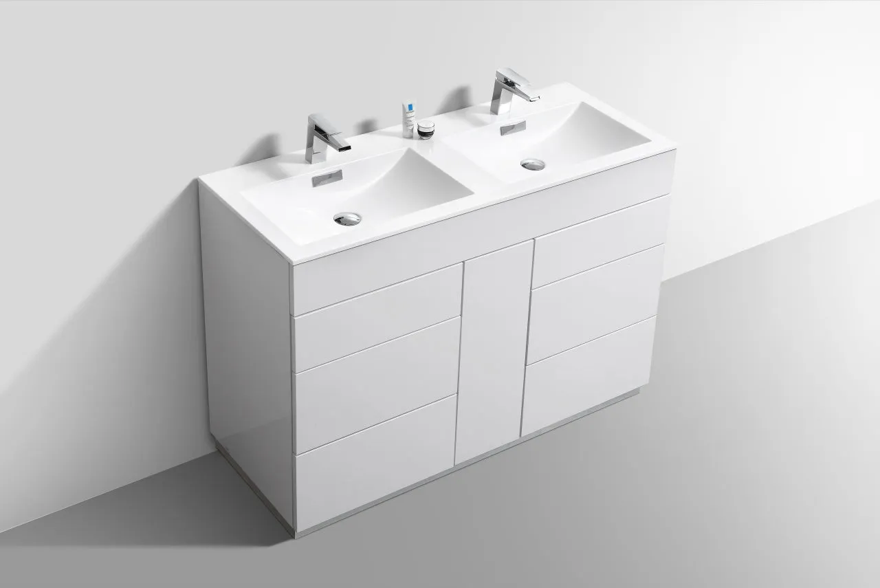 KFM48",Double Sink, High Gloss White , Floor Standing Modern Bathroom Vanity