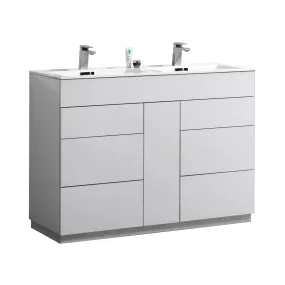 KFM48",Double Sink, High Gloss White , Floor Standing Modern Bathroom Vanity