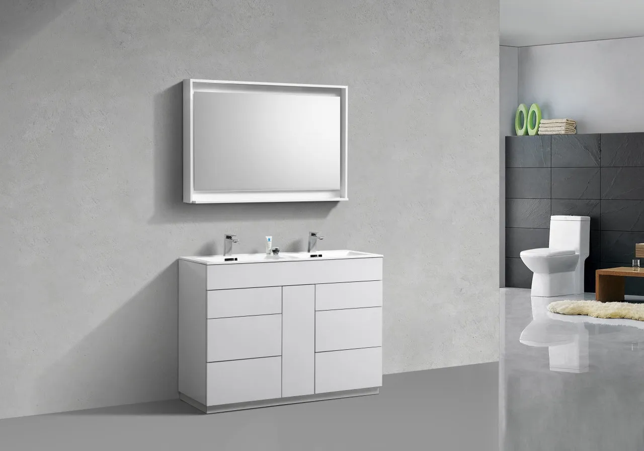 KFM48",Double Sink, High Gloss White , Floor Standing Modern Bathroom Vanity