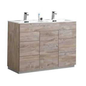 KFM48",Double Sink, Nature Wood , Floor Standing Modern Bathroom Vanity