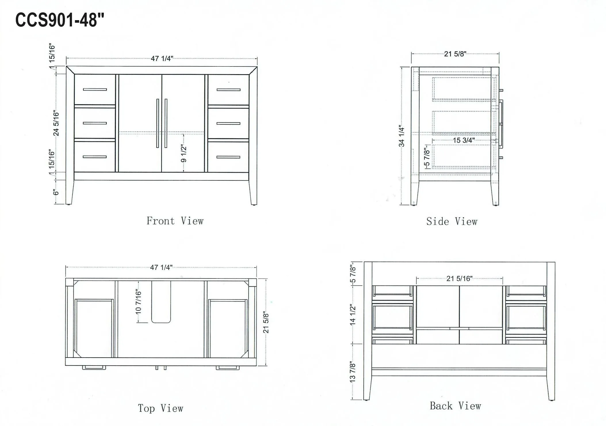 Lily - 48", White , Floor Standing Modern Bathroom Vanity, Quartz Countertop