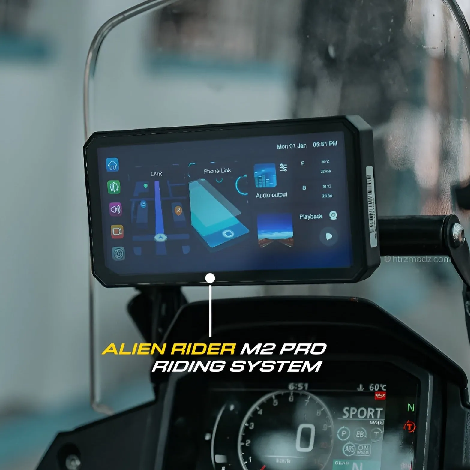 Motorcycle Dual Recording Bike Navigation System-Alien Rider M2 PRO-TPMS GPS With Touch Screen