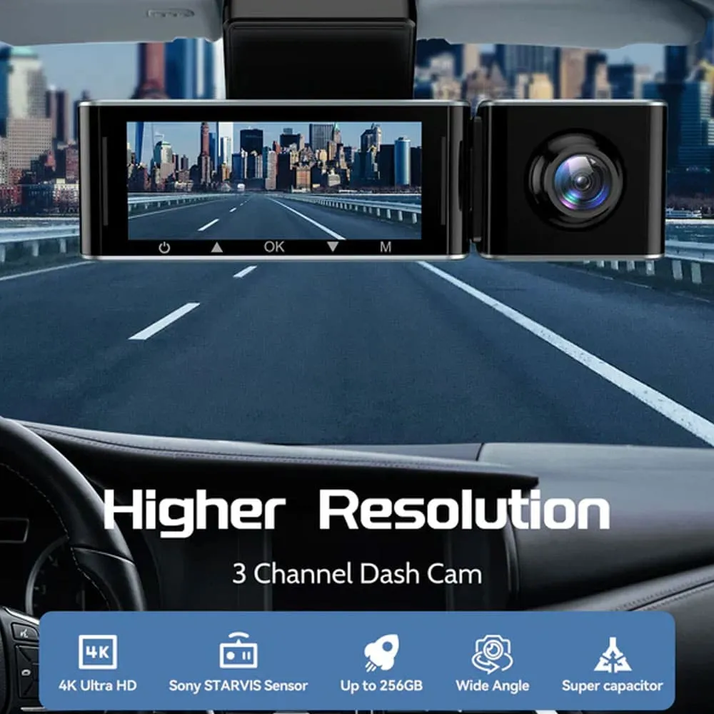 Multi-Camera 4K Dashcam System with Screen Night Vision GPS & Wi-Fi