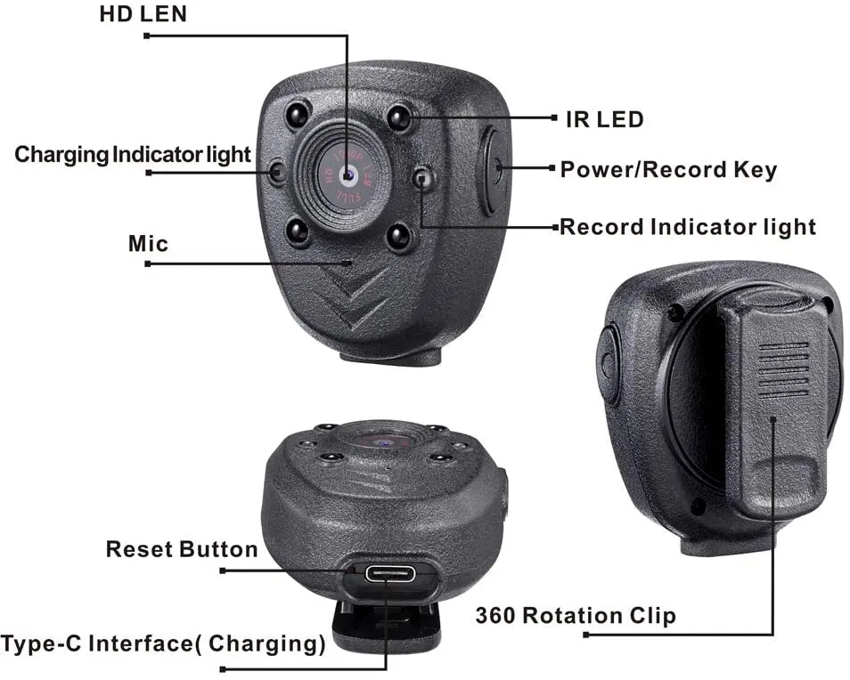 Portable Body/ Sport Cam Security Camera (with night vision & built-in 32GB memory card)