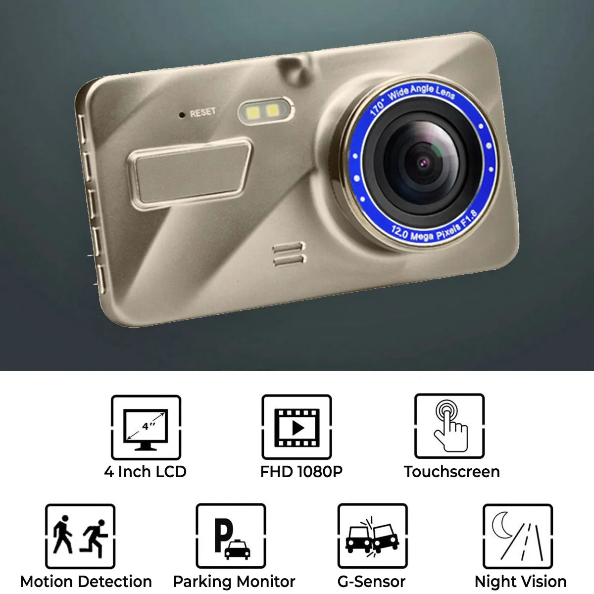 Prime Gold Single DVR Trucker Dash Cam with Touch Screen - 4th Gen