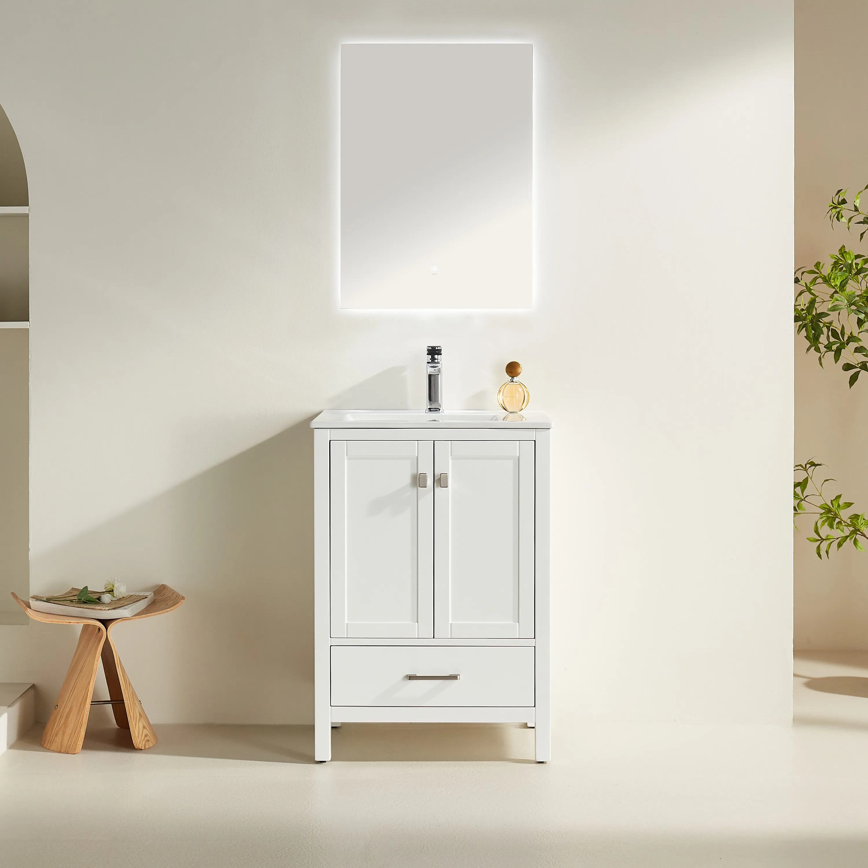 Rose- 24" x 18" White , Floor Standing Modern Bathroom Vanity