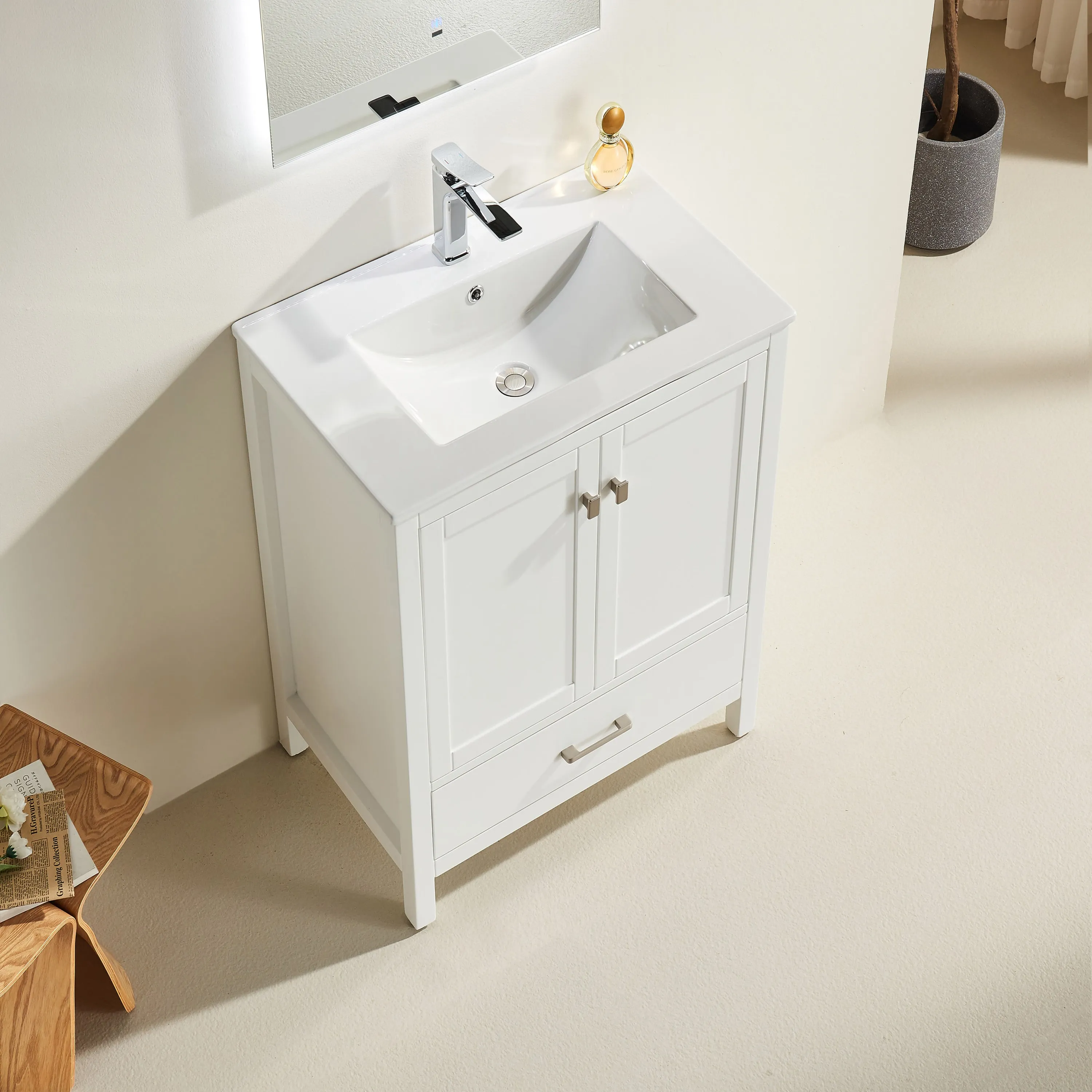 Rose- 24" x 18" White , Floor Standing Modern Bathroom Vanity