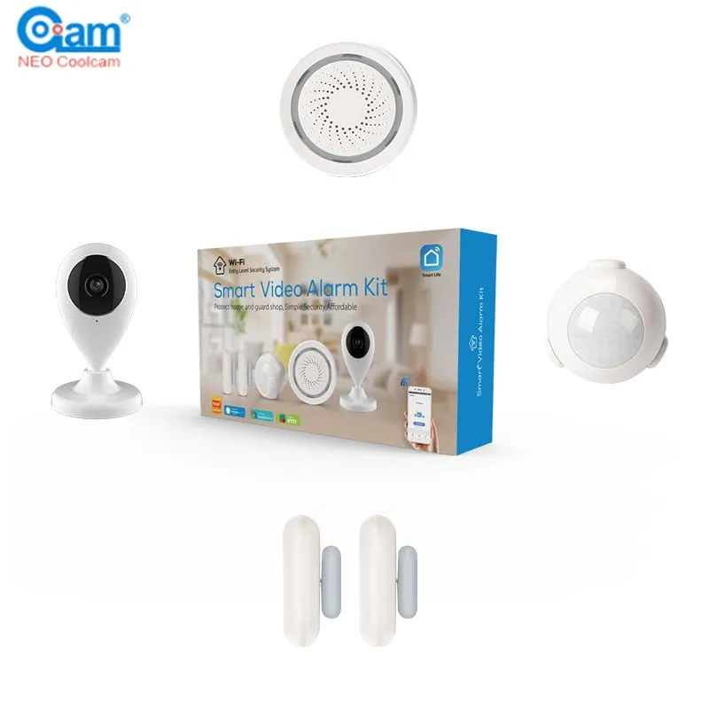 Smartlife New  Alarm Systems Security Home WIFI Smart Home Video Alarm Kit 720P Cameras 3 Sensors 1 Siren Alarm SmartLife TUYA APP Control