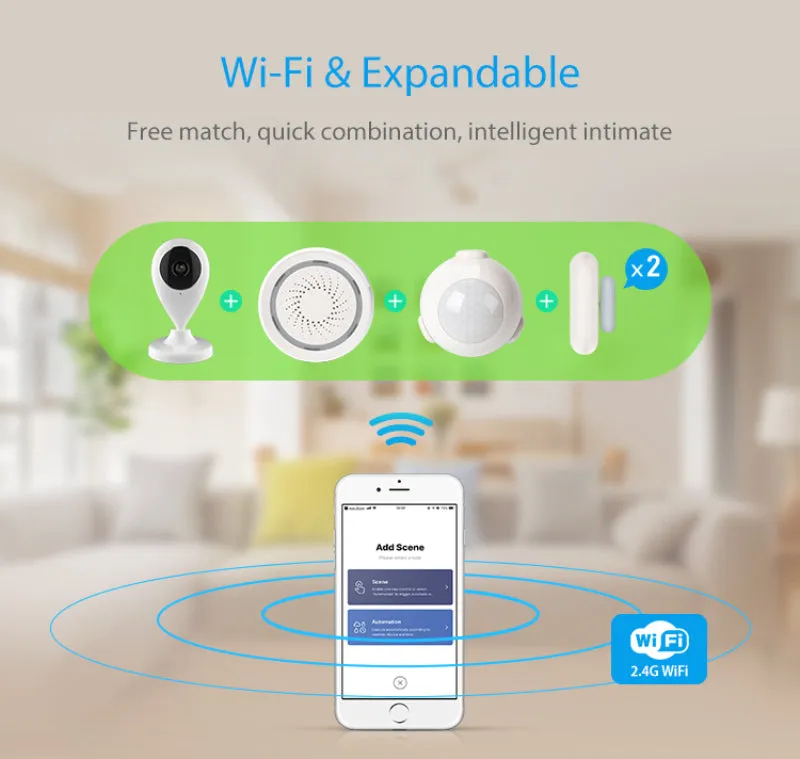 Smartlife New  Alarm Systems Security Home WIFI Smart Home Video Alarm Kit 720P Cameras 3 Sensors 1 Siren Alarm SmartLife TUYA APP Control